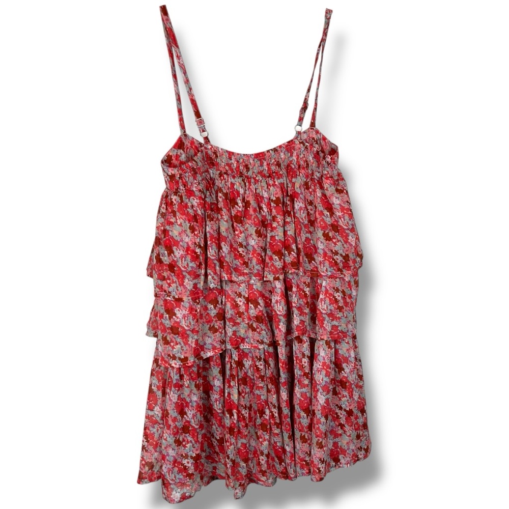 Free People One Smocked Sleeveless Talia Tunic Dress in Pink Combo size Small - Picture 4 of 6